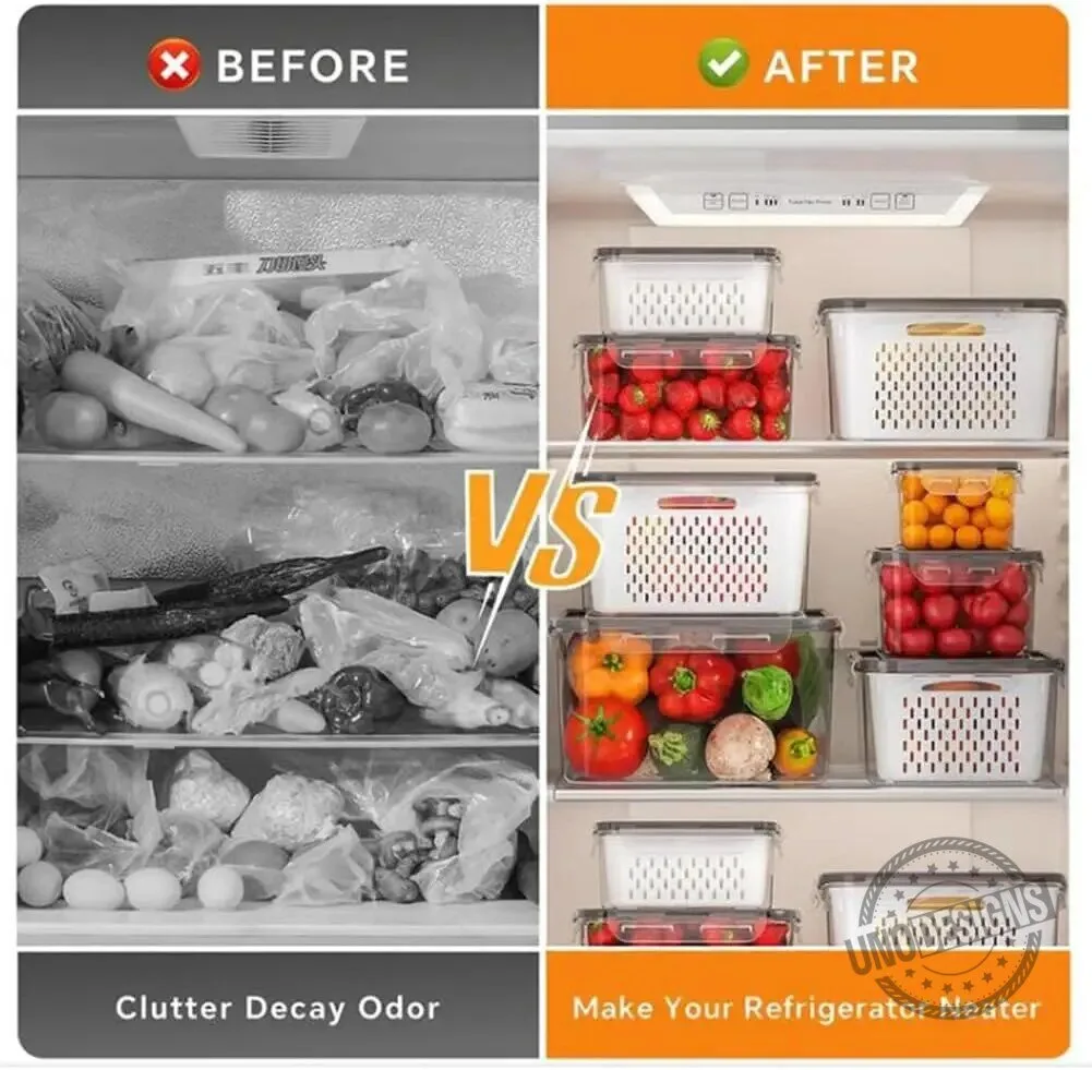 4 in 1 Food Storage Container Set with Lid and Strainer for Fridge Organization 18 4 in 1 Food Storage Container Set with Lid and Strainer for Fridge Organization