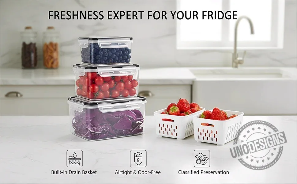4 in 1 Food Storage Container Set with Lid and Strainer for Fridge Organization 21 4 in 1 Food Storage Container Set with Lid and Strainer for Fridge Organization