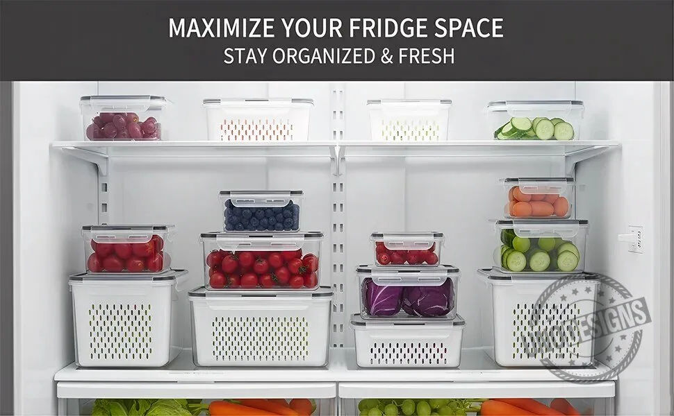 4 in 1 Food Storage Container Set with Lid and Strainer for Fridge Organization 24 4 in 1 Food Storage Container Set with Lid and Strainer for Fridge Organization