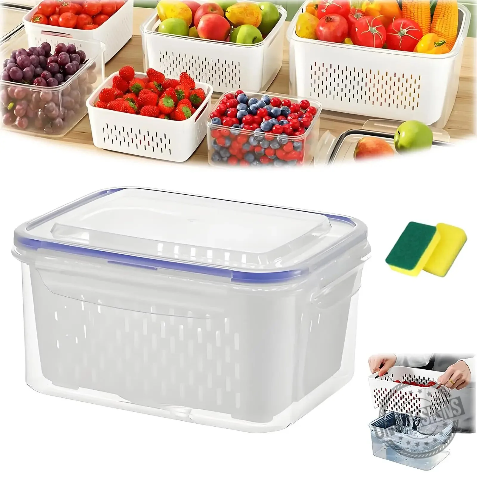 4 in 1 Food Storage Container Set with Lid and Strainer for Fridge Organization 26 4 in 1 Food Storage Container Set with Lid and Strainer for Fridge Organization