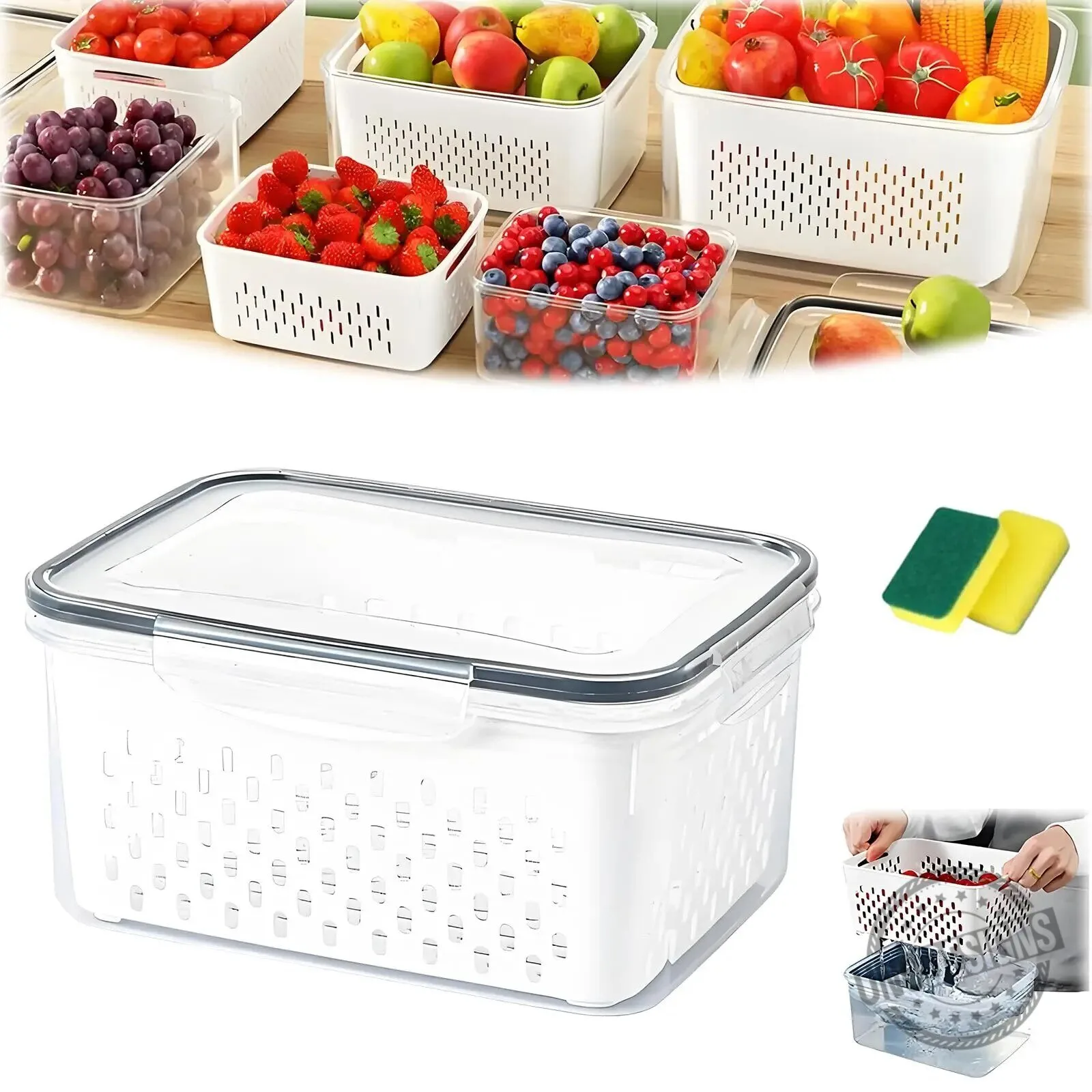 4 in 1 Food Storage Container Set with Lid and Strainer for Fridge Organization 27 4 in 1 Food Storage Container Set with Lid and Strainer for Fridge Organization