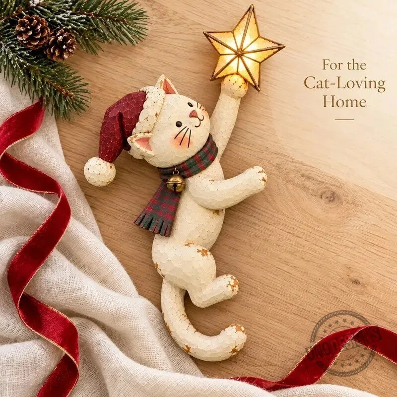 Christmas Cat Tree Topper with Lighted Star for Festive Holiday Decor 18 Christmas Cat Tree Topper with Lighted Star for Festive Holiday Decor
