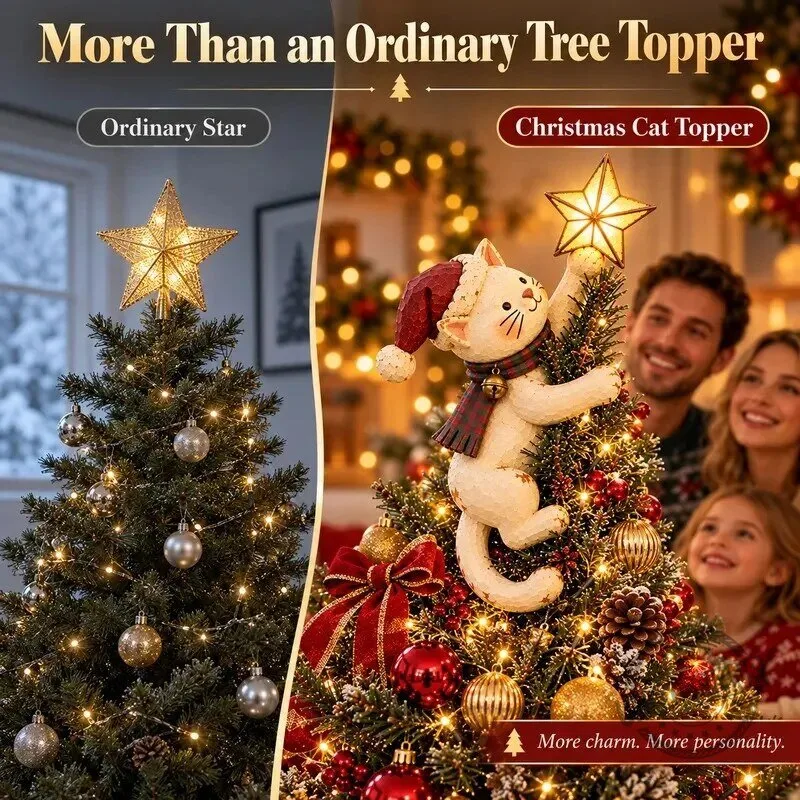 Christmas Cat Tree Topper with Lighted Star for Festive Holiday Decor 20 Christmas Cat Tree Topper with Lighted Star for Festive Holiday Decor