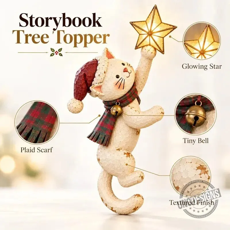 Christmas Cat Tree Topper with Lighted Star for Festive Holiday Decor 21 Christmas Cat Tree Topper with Lighted Star for Festive Holiday Decor