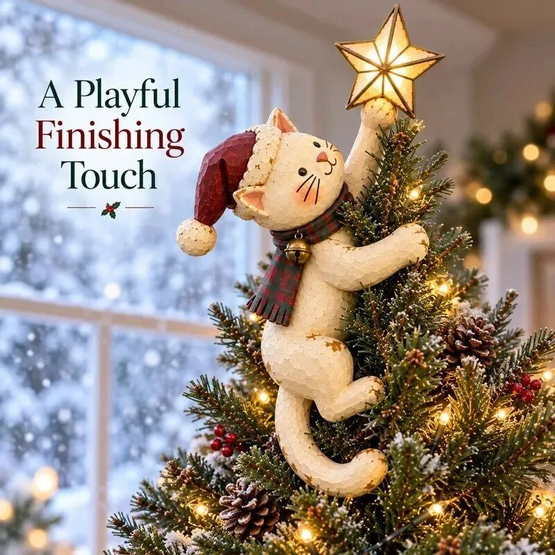 Christmas Cat Tree Topper with Lighted Star for Festive Holiday Decor 23 Christmas Cat Tree Topper with Lighted Star for Festive Holiday Decor