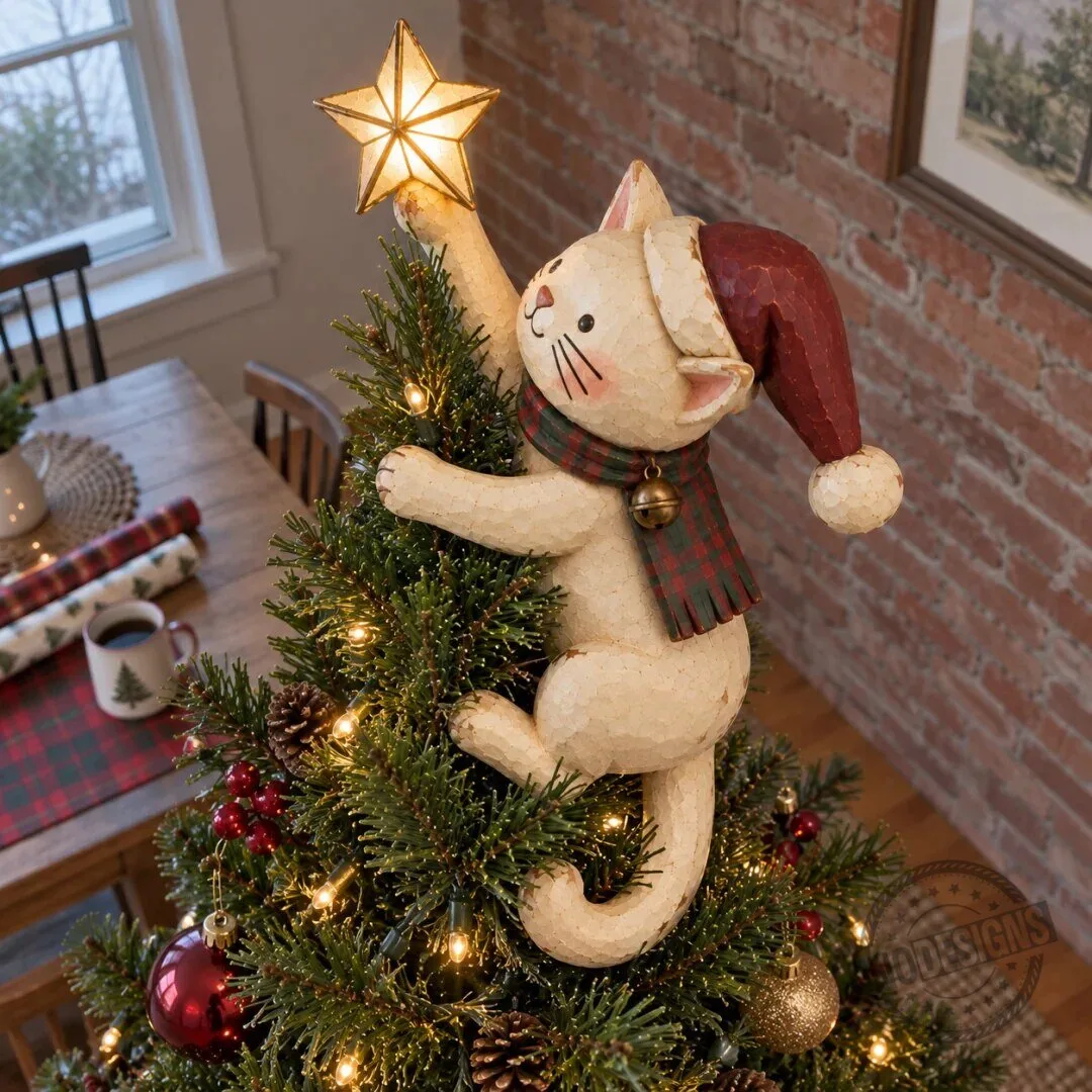 Christmas Cat Tree Topper with Lighted Star for Festive Holiday Decor 28 Christmas Cat Tree Topper with Lighted Star for Festive Holiday Decor