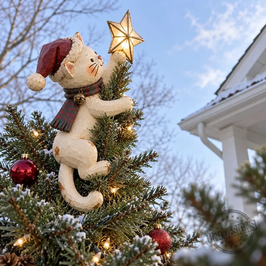 Christmas Cat Tree Topper with Lighted Star for Festive Holiday Decor 29 Christmas Cat Tree Topper with Lighted Star for Festive Holiday Decor