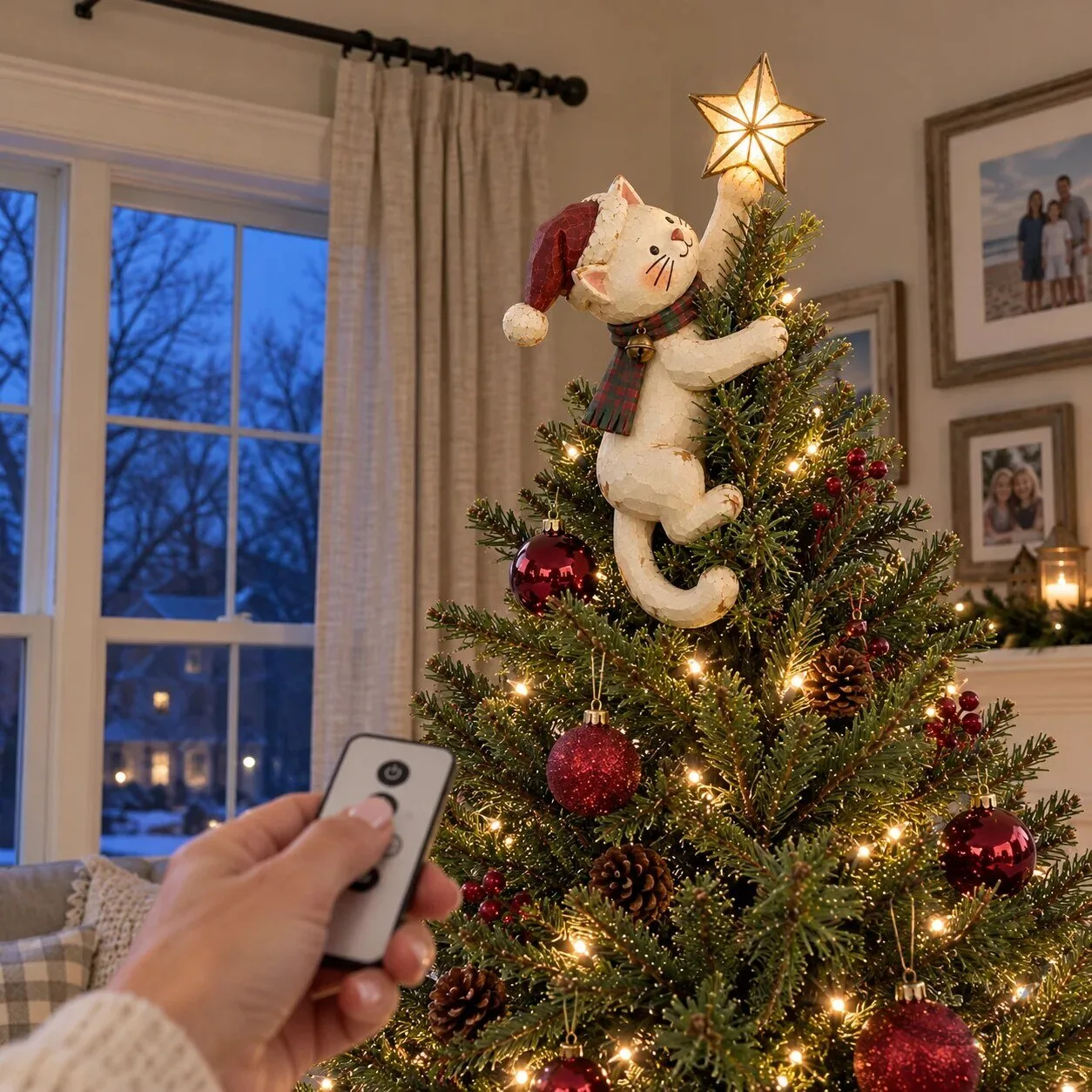 Christmas Cat Tree Topper with Lighted Star for Festive Holiday Decor 31 Christmas Cat Tree Topper with Lighted Star for Festive Holiday Decor