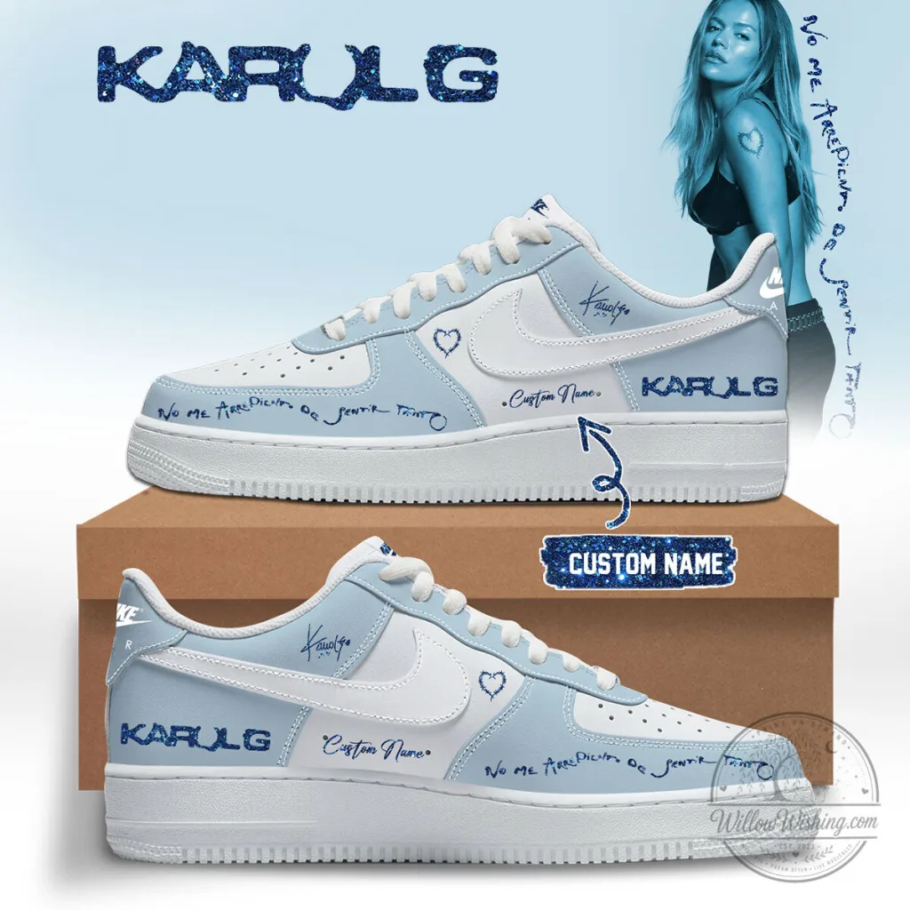 Custom Name Shoes Featuring Karol G's No Me Arrepiento De Sentir Tanto Album Art Custom Name Shoes Featuring Karol G's No Me Arrepiento De Sentir Tanto Album Art