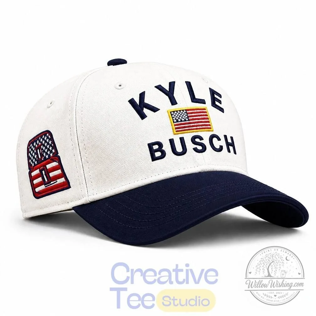 Kyle Busch NASCAR Racing Driver American Flag Embroidered Cap Hat 5 Kyle Busch NASCAR Racing Driver American Flag Embroidered Cap Hat