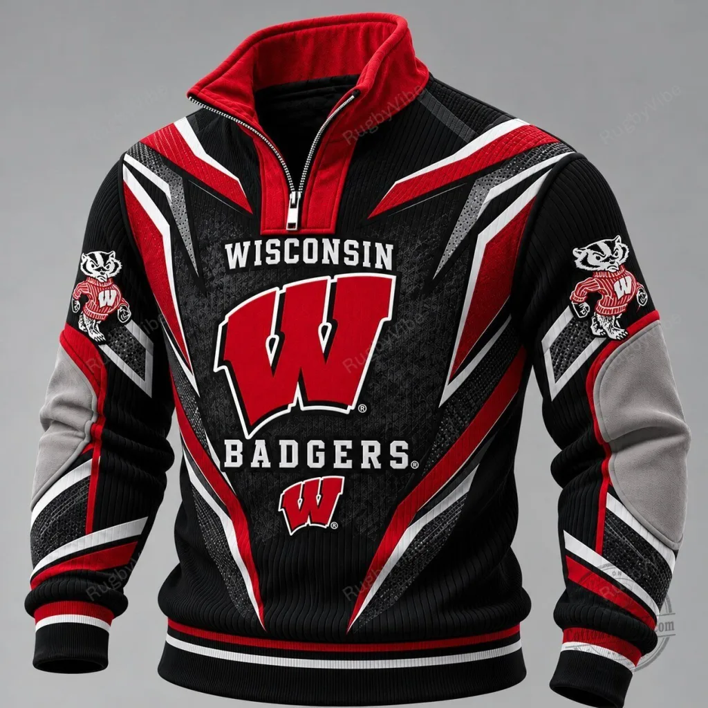 Wisconsin Badgers Quarter Zip Pullover Sweatshirt Wisconsin Badgers Quarter Zip Pullover Sweatshirt