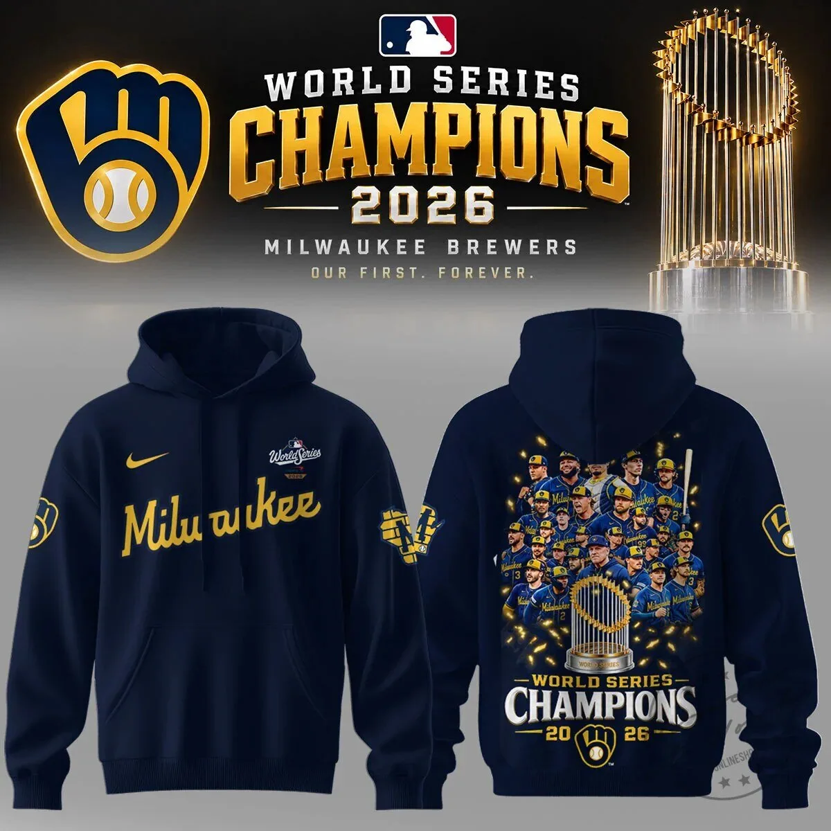 Milwaukee Brewers World Series Champions 2026 Commemorative Hoodie 1 Milwaukee Brewers World Series Champions 2026 Commemorative Hoodie