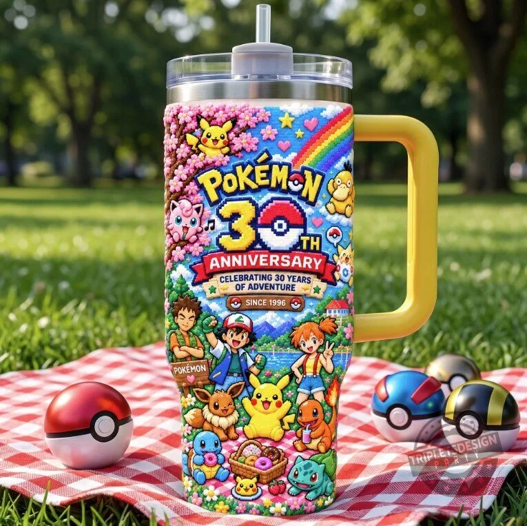 Pokemon 30th Anniversary Adventure Tumbler - Personalized Gifts For Game Lovers 3 Pokemon 30th Anniversary Adventure Tumbler - Personalized Gifts For Game Lovers