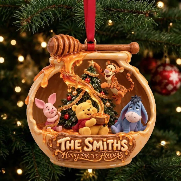 Winnie the Pooh Hunny for the Holidays Honey Holiday Acrylic Ornament - Personalized Gifts For Family 3 Winnie the Pooh Hunny for the Holidays Honey Holiday Acrylic Ornament - Personalized Gifts For Family