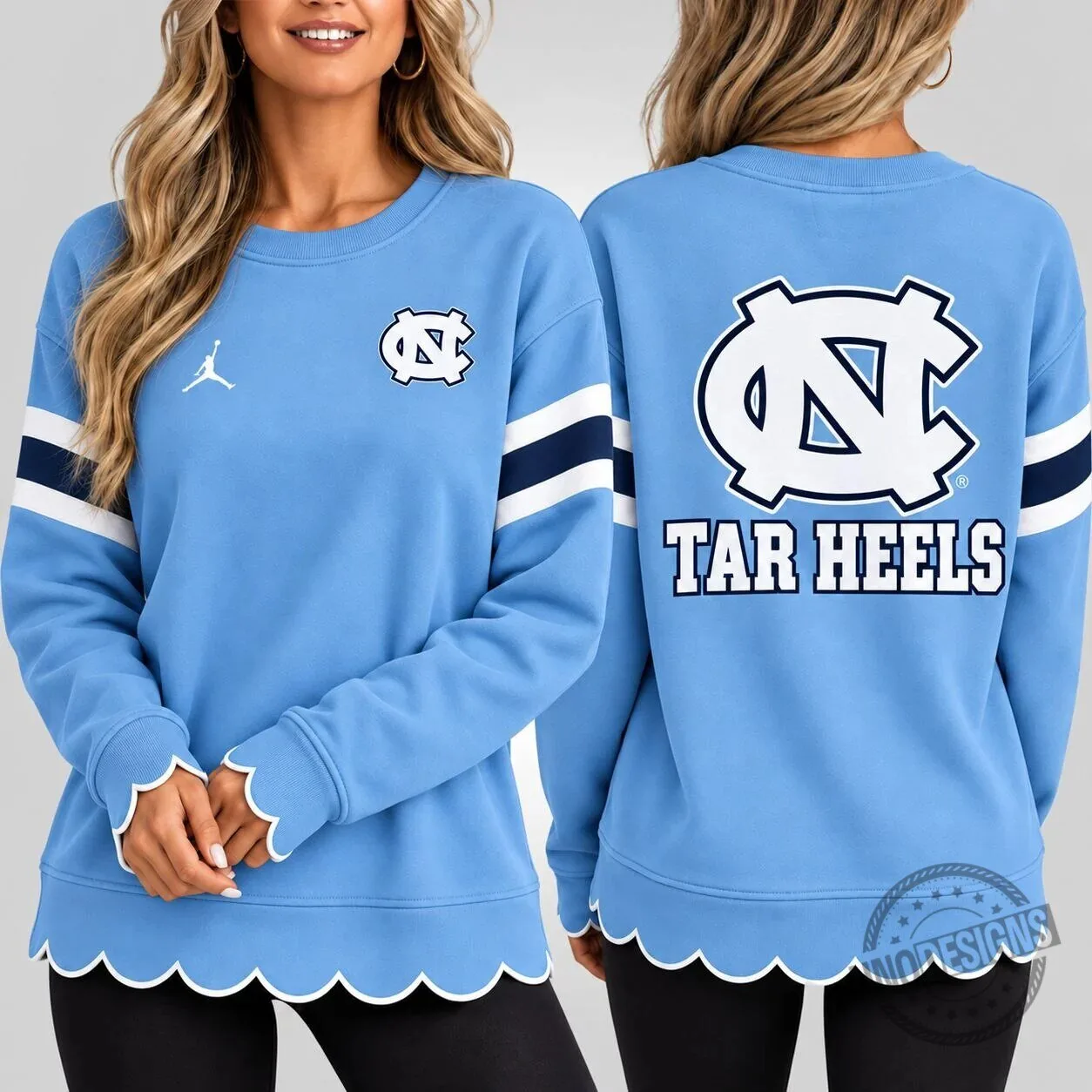 North Carolina Tar Heels NCAA Women's Scalloped Hem Crewneck Sweatshirt