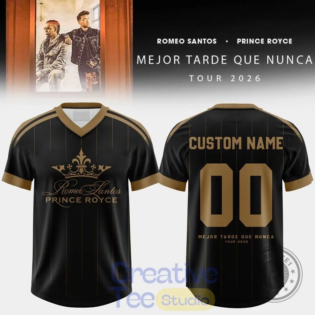 Romeo Santos and Prince Royce Mejor Tarde Que Nunca Tour 2026 Football Jersey