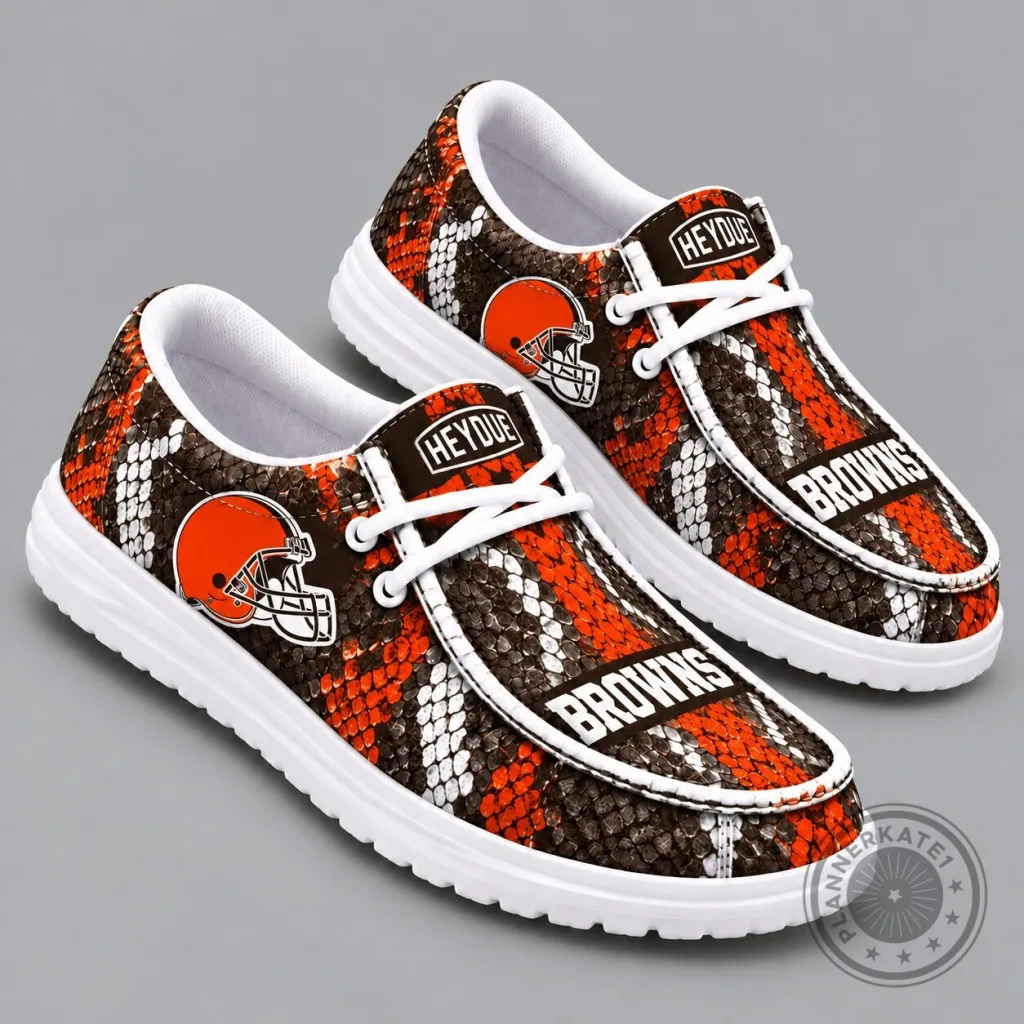 Cleveland Browns NFL Exotic Snakeskin Pattern Casual Loafers Shoes Cleveland Browns NFL Exotic Snakeskin Pattern Casual Loafers Shoes
