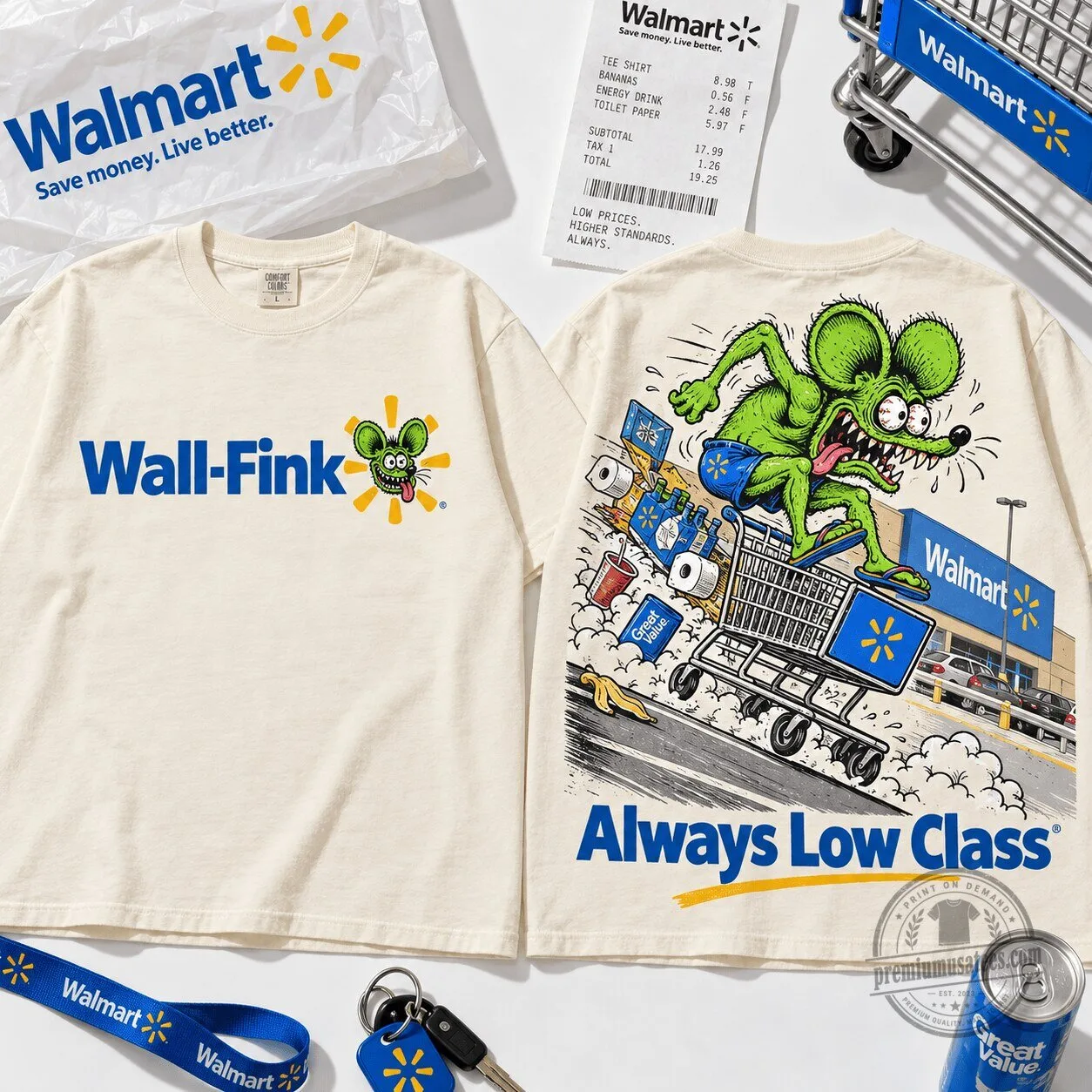 Rat Fink Wall-Fink Always Low Class Walmart Graphic T-Shirt