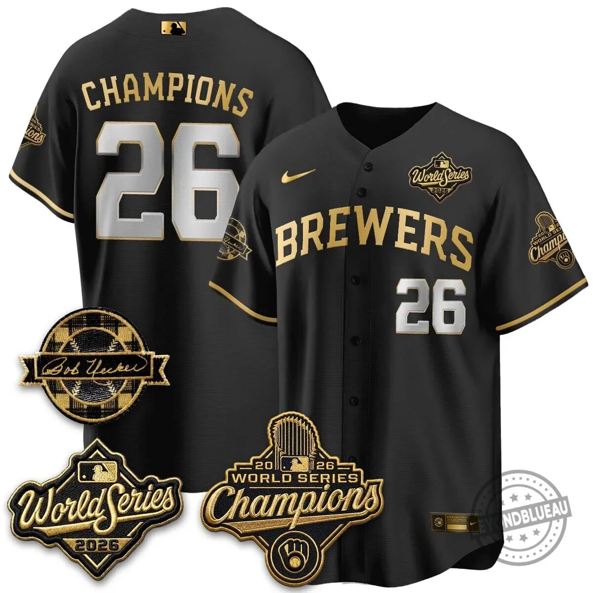 Milwaukee Brewers Bob Uecker 2026 World Series Champions Stitched Baseball Jersey 96 Milwaukee Brewers Bob Uecker 2026 World Series Champions Stitched Baseball Jersey