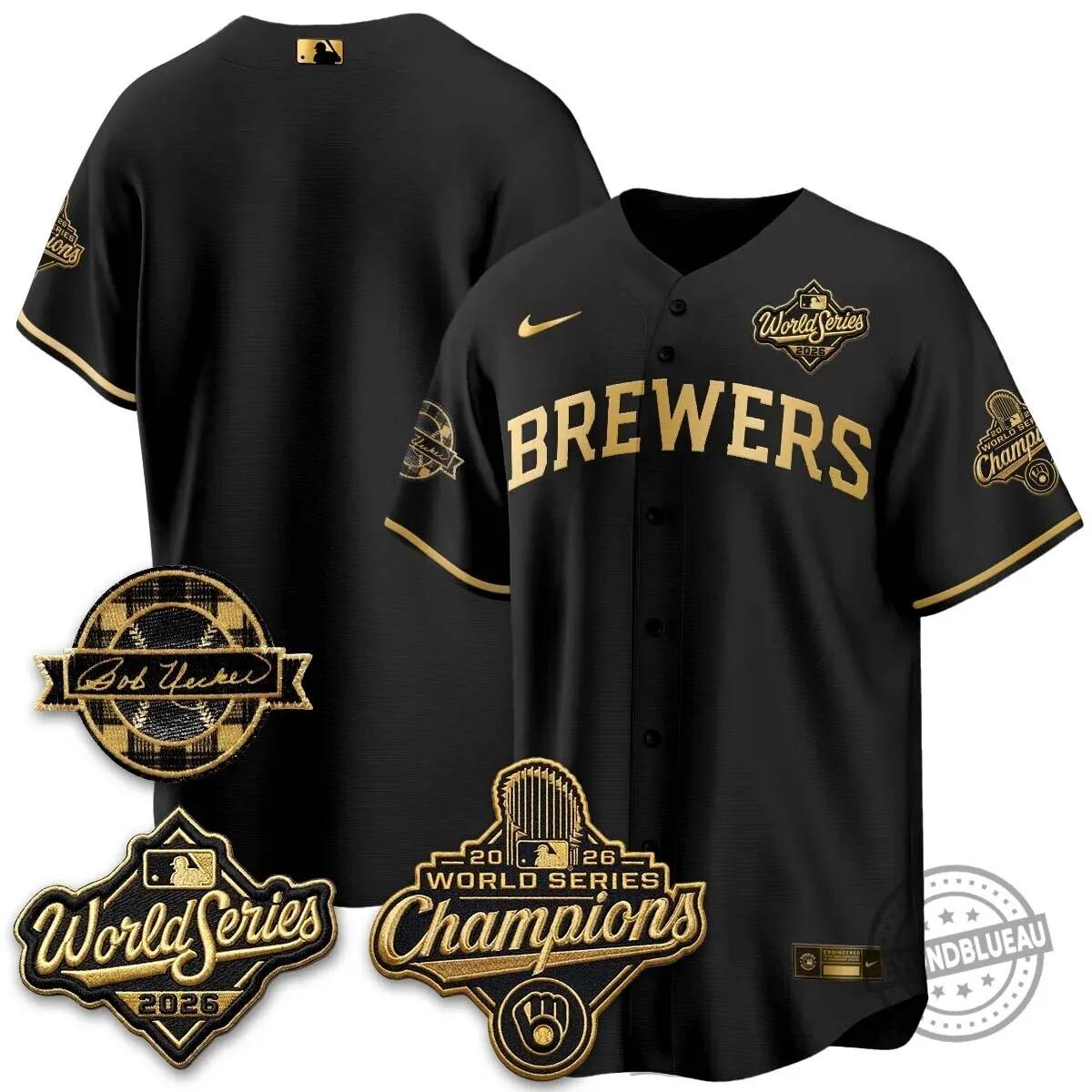 Milwaukee Brewers Bob Uecker 2026 World Series Champions Stitched Baseball Jersey 98 Milwaukee Brewers Bob Uecker 2026 World Series Champions Stitched Baseball Jersey