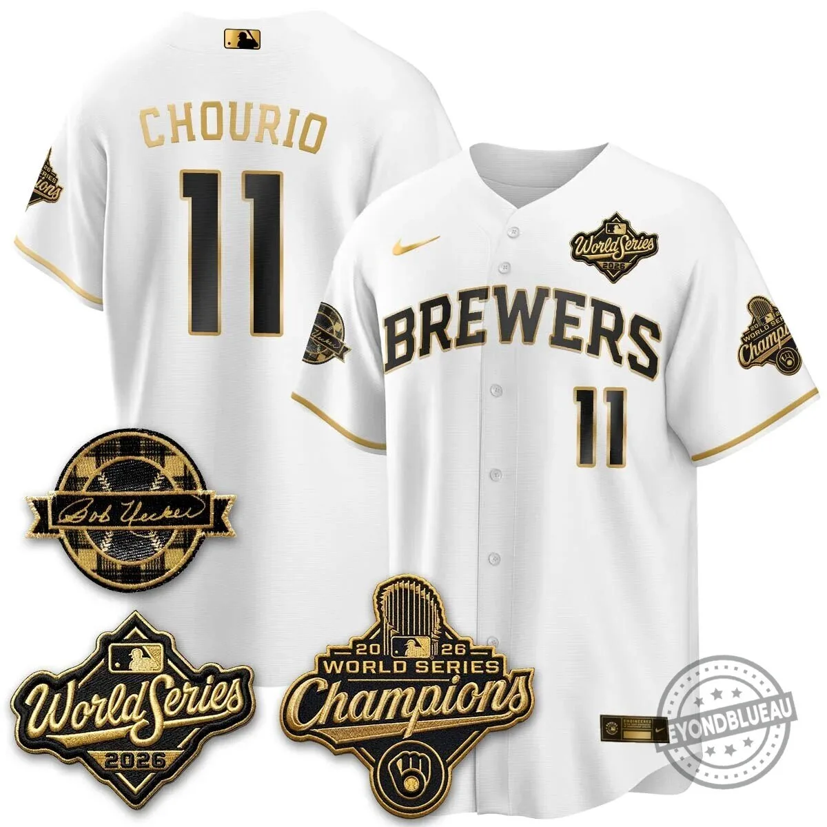 Milwaukee Brewers Bob Uecker 2026 World Series Champions Stitched Baseball Jersey 101 Milwaukee Brewers Bob Uecker 2026 World Series Champions Stitched Baseball Jersey