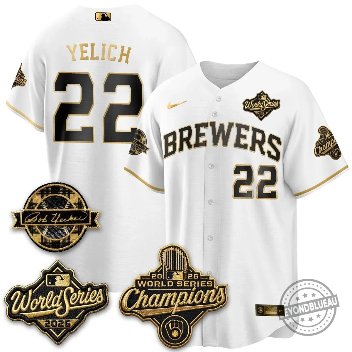 Milwaukee Brewers Bob Uecker 2026 World Series Champions Stitched Baseball Jersey 103 Milwaukee Brewers Bob Uecker 2026 World Series Champions Stitched Baseball Jersey