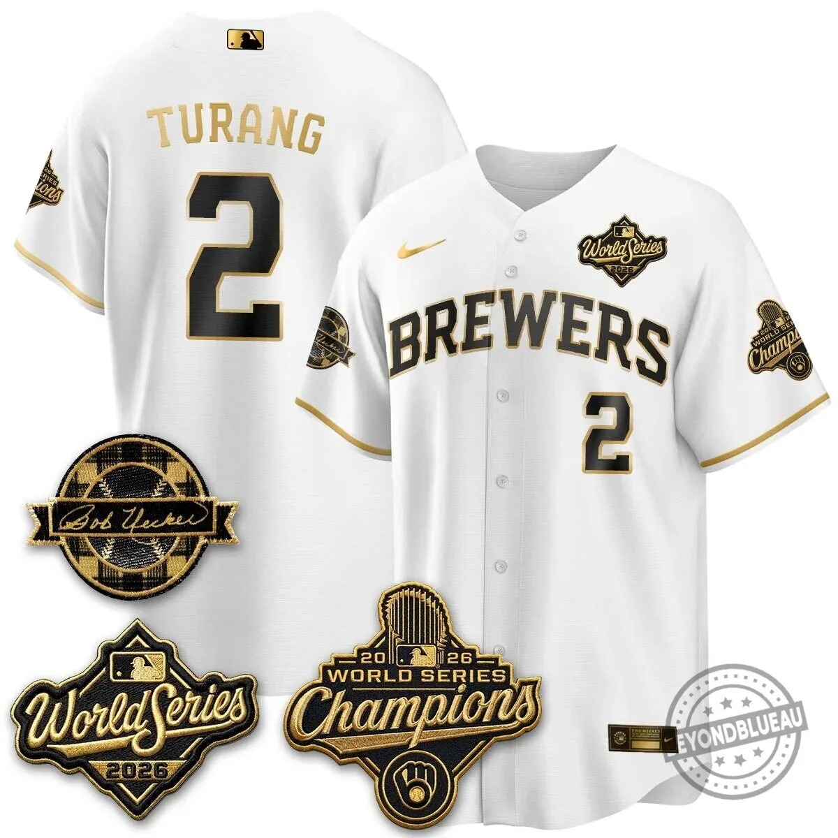 Milwaukee Brewers Bob Uecker 2026 World Series Champions Stitched Baseball Jersey 104 Milwaukee Brewers Bob Uecker 2026 World Series Champions Stitched Baseball Jersey