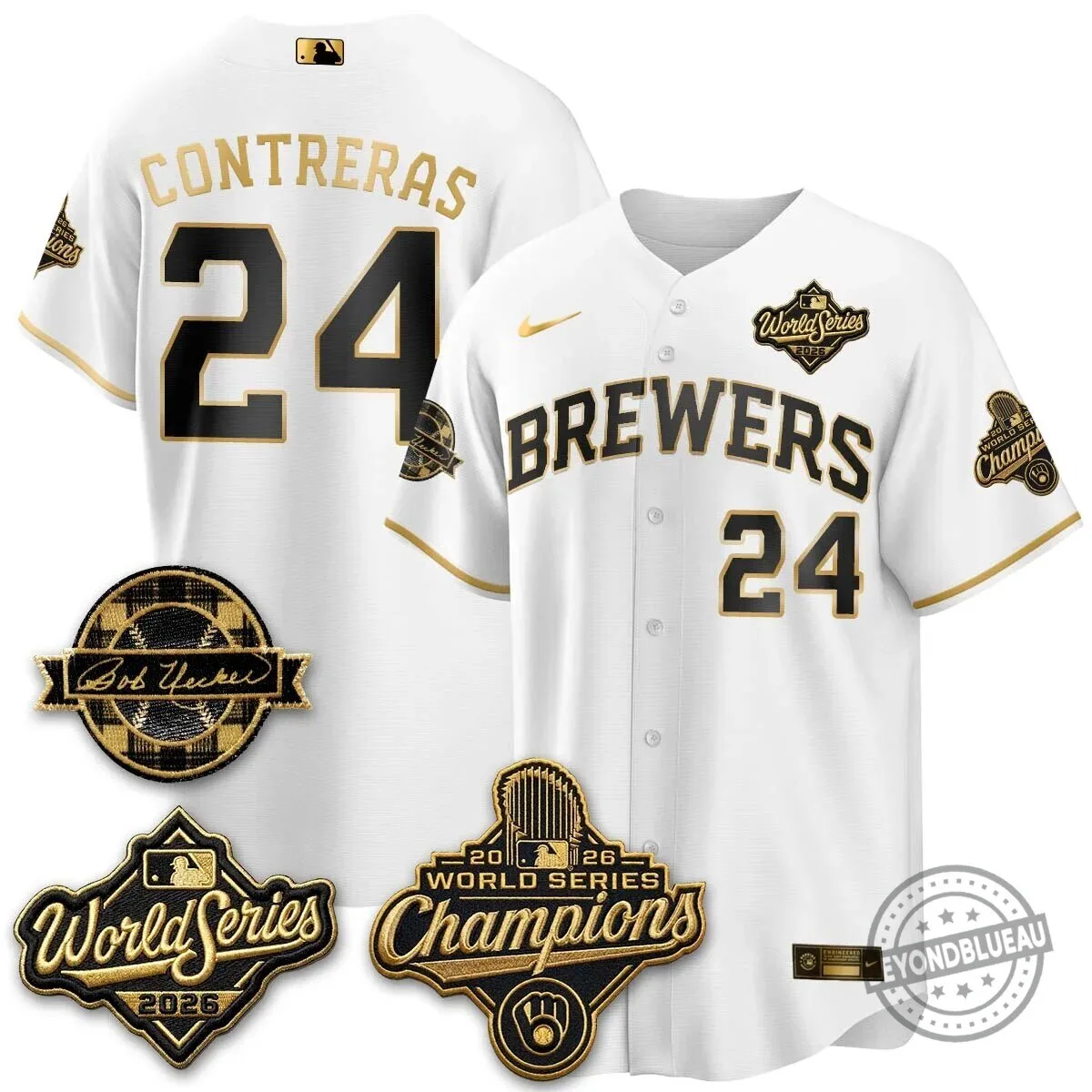Milwaukee Brewers Bob Uecker 2026 World Series Champions Stitched Baseball Jersey 106 Milwaukee Brewers Bob Uecker 2026 World Series Champions Stitched Baseball Jersey