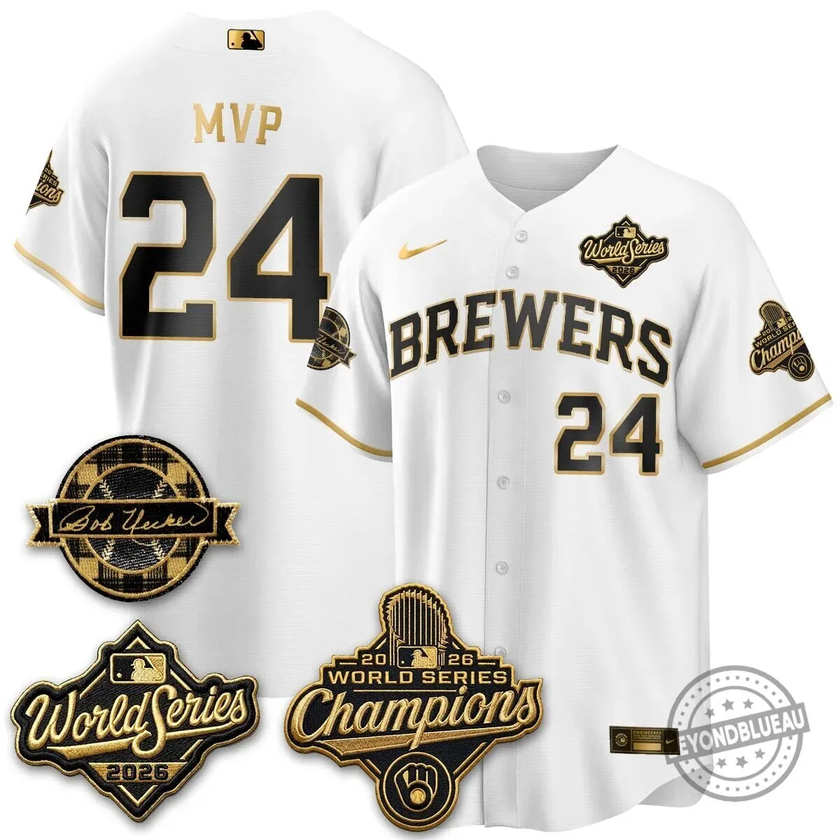 Milwaukee Brewers Bob Uecker 2026 World Series Champions Stitched Baseball Jersey 109 Milwaukee Brewers Bob Uecker 2026 World Series Champions Stitched Baseball Jersey