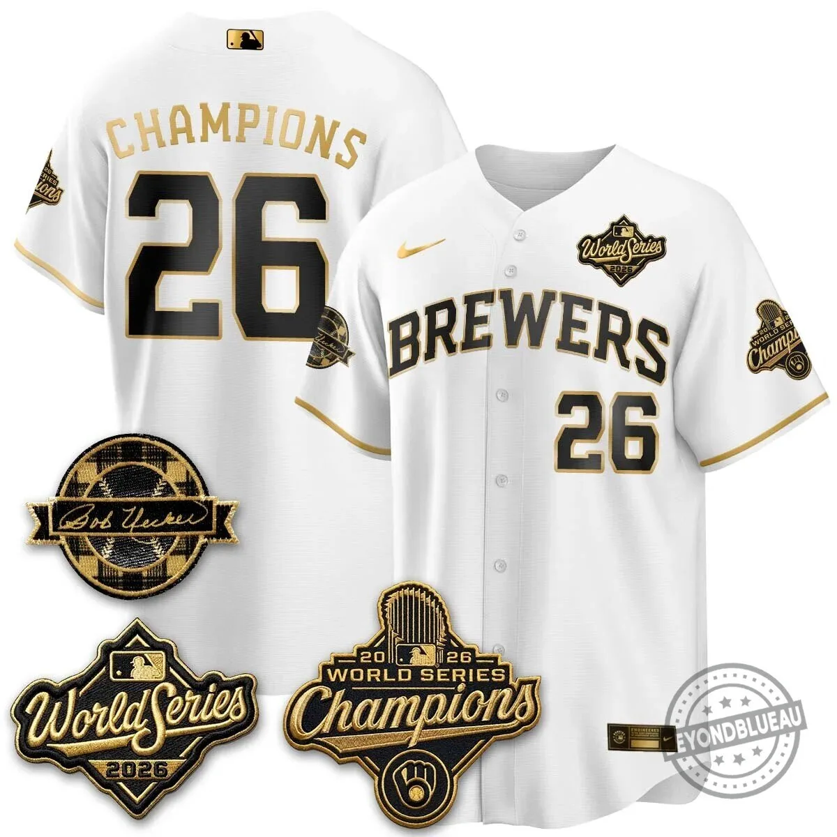 Milwaukee Brewers Bob Uecker 2026 World Series Champions Stitched Baseball Jersey 110 Milwaukee Brewers Bob Uecker 2026 World Series Champions Stitched Baseball Jersey