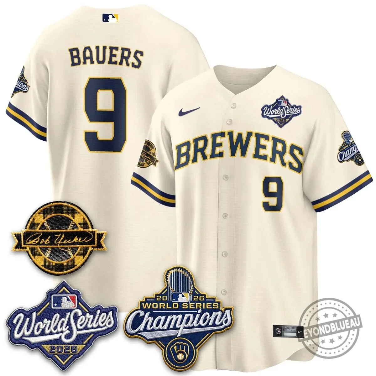 Milwaukee Brewers Bob Uecker 2026 World Series Champions Stitched Baseball Jersey 113 Milwaukee Brewers Bob Uecker 2026 World Series Champions Stitched Baseball Jersey