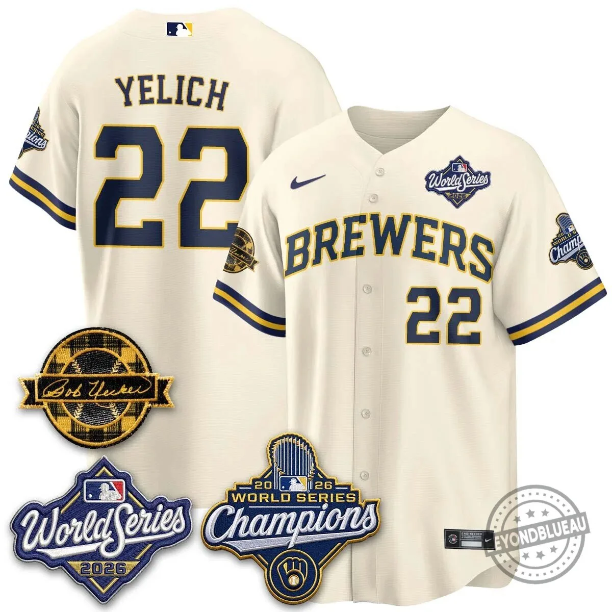 Milwaukee Brewers Bob Uecker 2026 World Series Champions Stitched Baseball Jersey 117 Milwaukee Brewers Bob Uecker 2026 World Series Champions Stitched Baseball Jersey