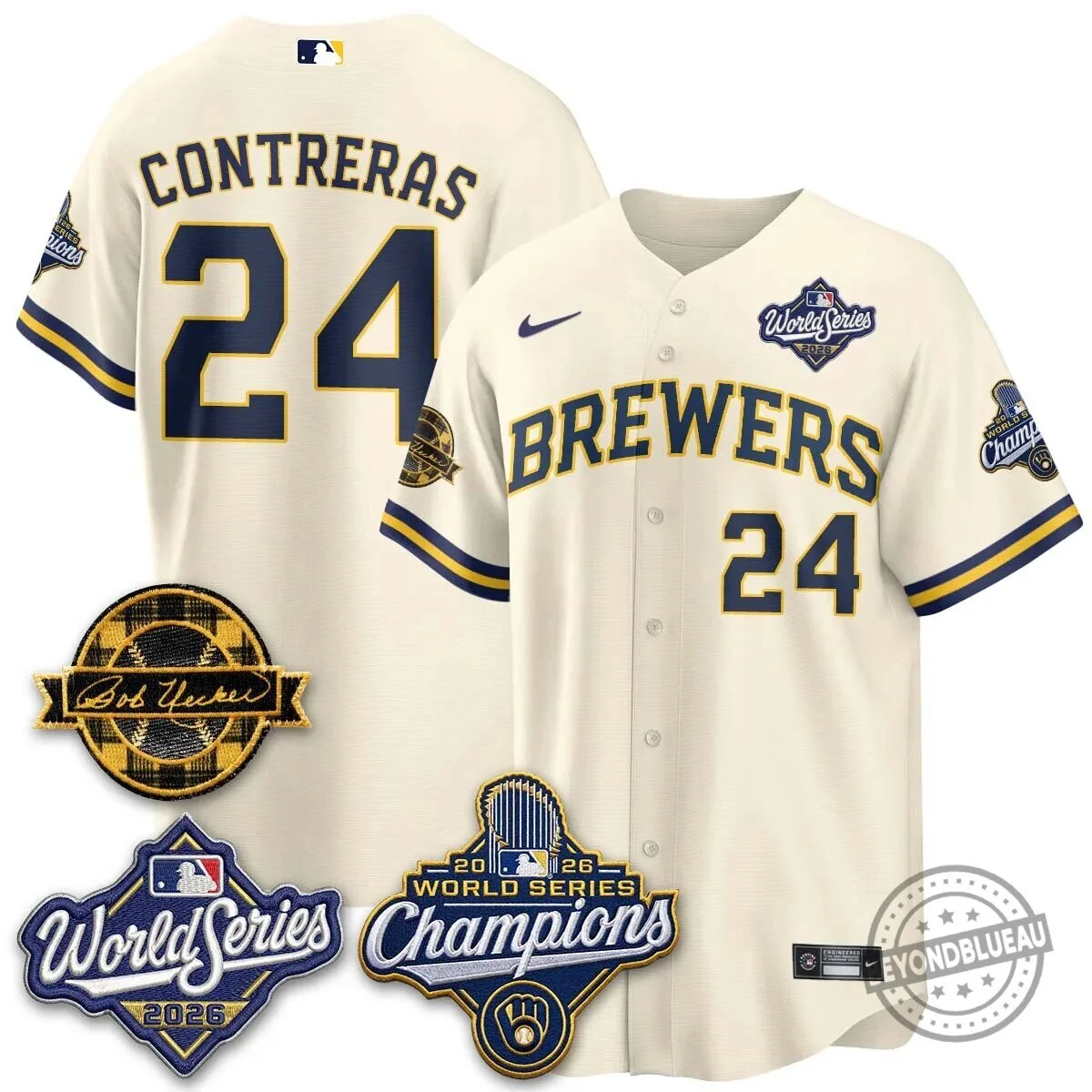 Milwaukee Brewers Bob Uecker 2026 World Series Champions Stitched Baseball Jersey 120 Milwaukee Brewers Bob Uecker 2026 World Series Champions Stitched Baseball Jersey