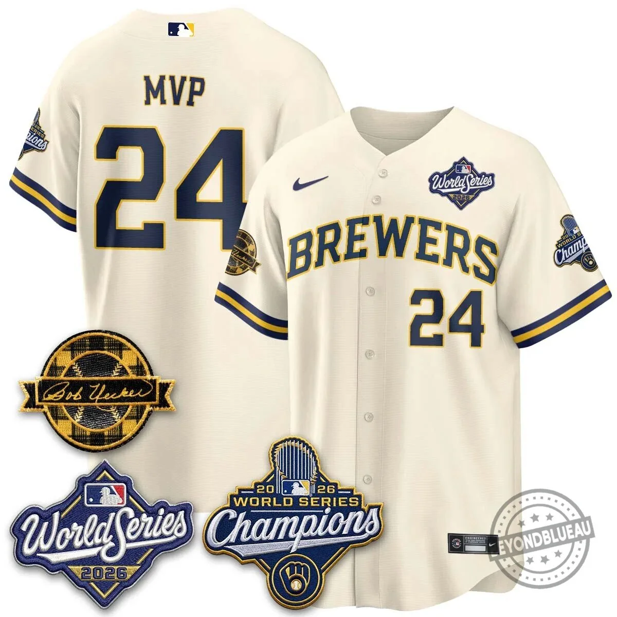 Milwaukee Brewers Bob Uecker 2026 World Series Champions Stitched Baseball Jersey 123 Milwaukee Brewers Bob Uecker 2026 World Series Champions Stitched Baseball Jersey