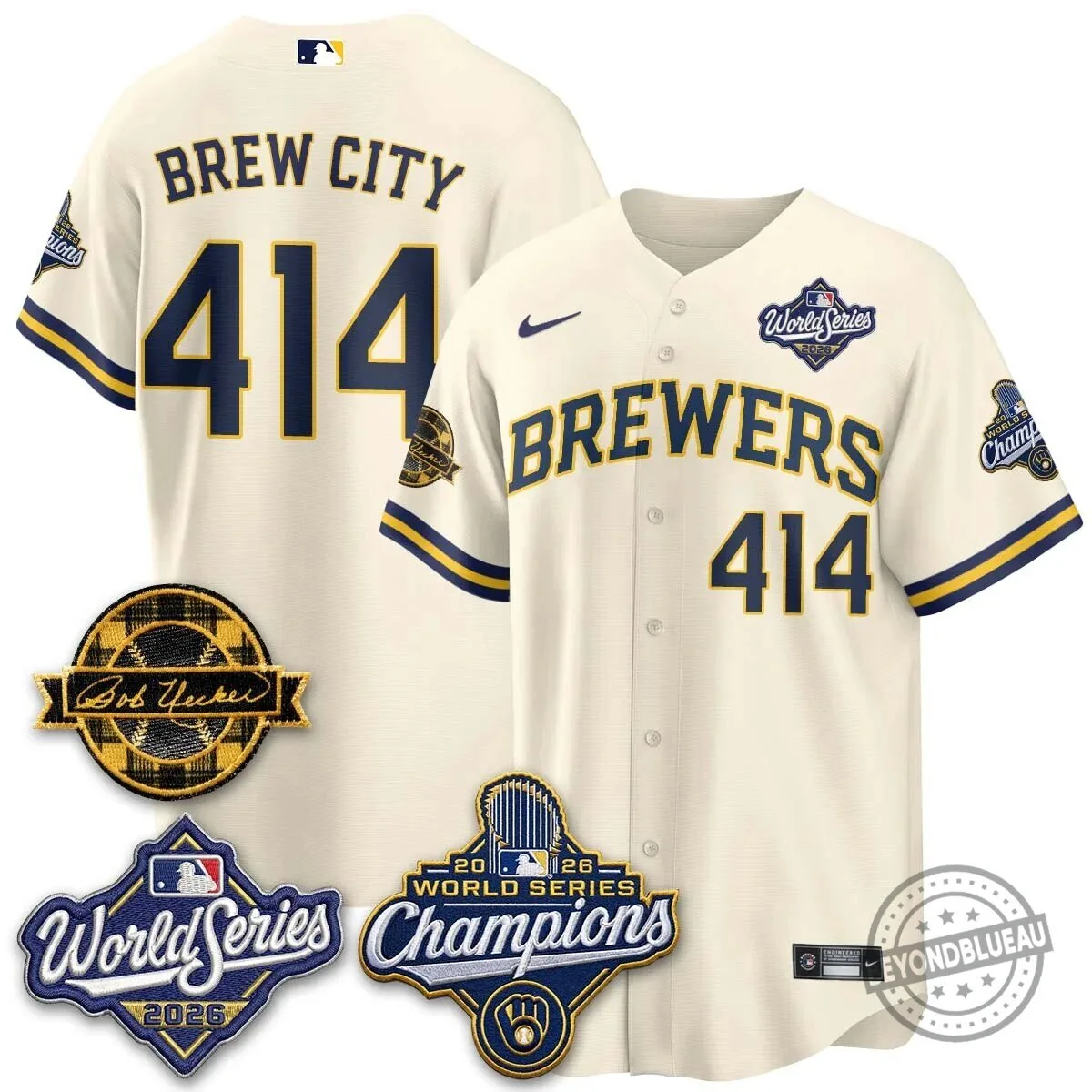 Milwaukee Brewers Bob Uecker 2026 World Series Champions Stitched Baseball Jersey 125 Milwaukee Brewers Bob Uecker 2026 World Series Champions Stitched Baseball Jersey