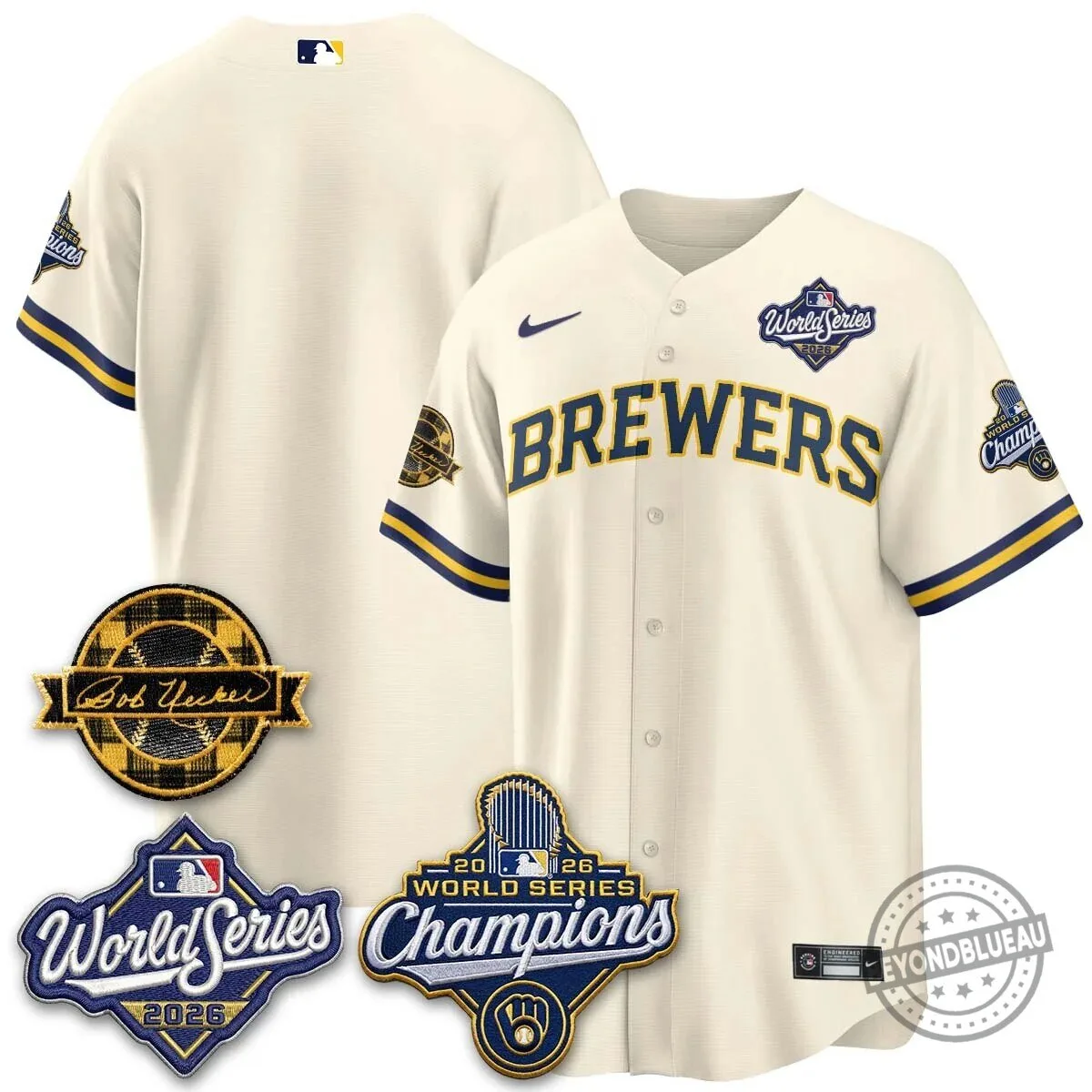 Milwaukee Brewers Bob Uecker 2026 World Series Champions Stitched Baseball Jersey 126 Milwaukee Brewers Bob Uecker 2026 World Series Champions Stitched Baseball Jersey