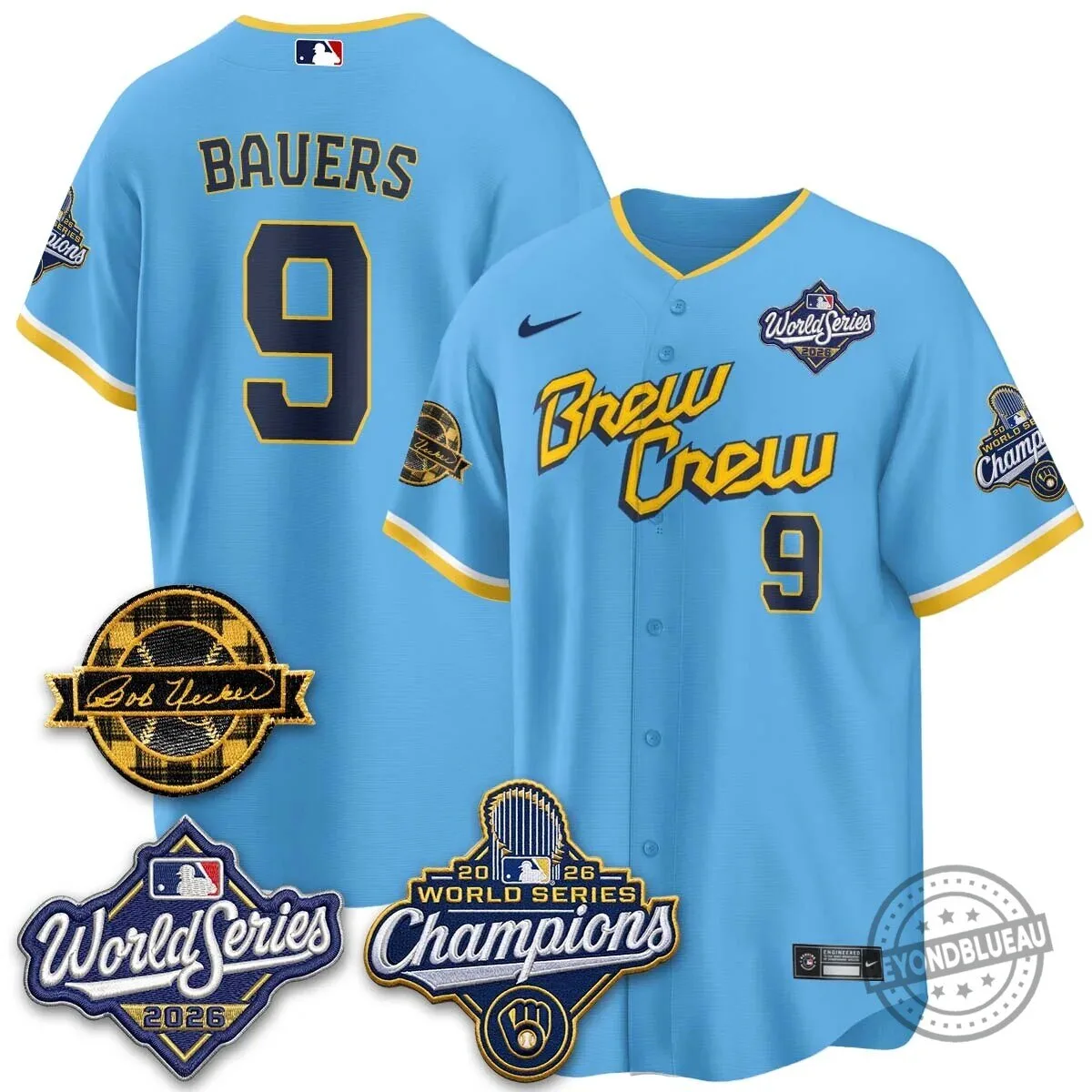 Milwaukee Brewers Bob Uecker 2026 World Series Champions Stitched Baseball Jersey 127 Milwaukee Brewers Bob Uecker 2026 World Series Champions Stitched Baseball Jersey