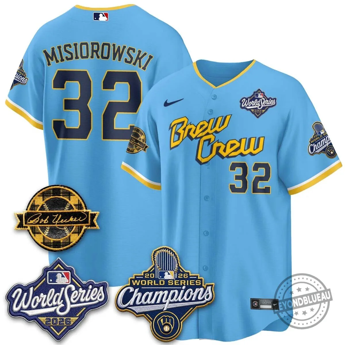 Milwaukee Brewers Bob Uecker 2026 World Series Champions Stitched Baseball Jersey 128 Milwaukee Brewers Bob Uecker 2026 World Series Champions Stitched Baseball Jersey