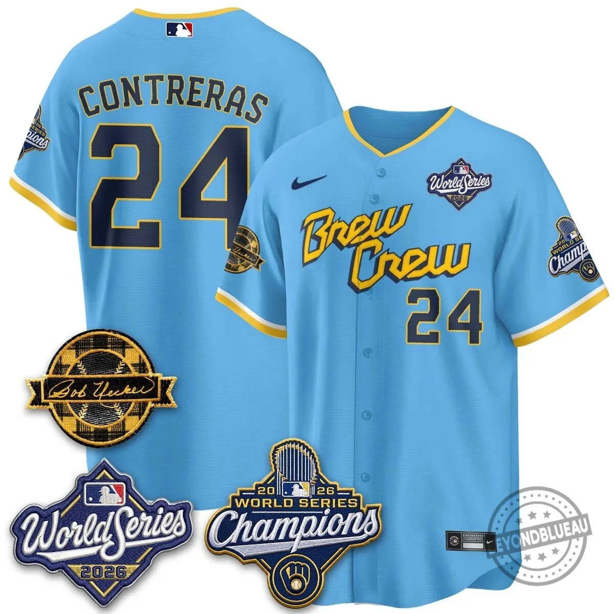 Milwaukee Brewers Bob Uecker 2026 World Series Champions Stitched Baseball Jersey 134 Milwaukee Brewers Bob Uecker 2026 World Series Champions Stitched Baseball Jersey