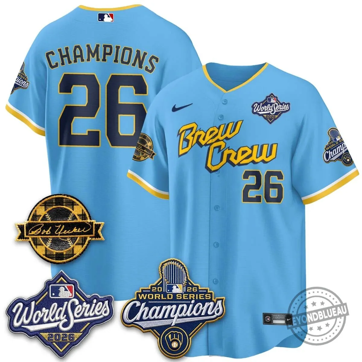 Milwaukee Brewers Bob Uecker 2026 World Series Champions Stitched Baseball Jersey 138 Milwaukee Brewers Bob Uecker 2026 World Series Champions Stitched Baseball Jersey