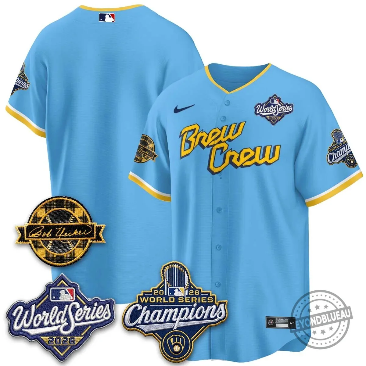 Milwaukee Brewers Bob Uecker 2026 World Series Champions Stitched Baseball Jersey 140 Milwaukee Brewers Bob Uecker 2026 World Series Champions Stitched Baseball Jersey