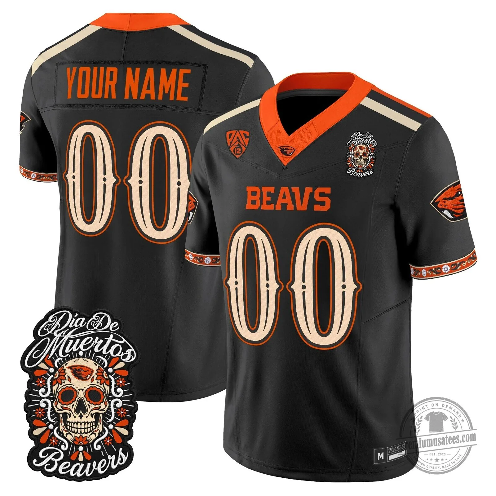 Oregon State Beavers Dia de los Muertos Football Jersey Custom