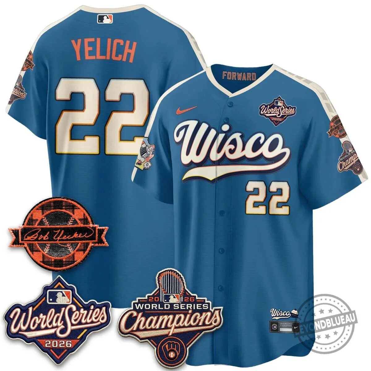 Milwaukee Brewers Bob Uecker 2026 World Series Champions Stitched Baseball Jersey 145 Milwaukee Brewers Bob Uecker 2026 World Series Champions Stitched Baseball Jersey