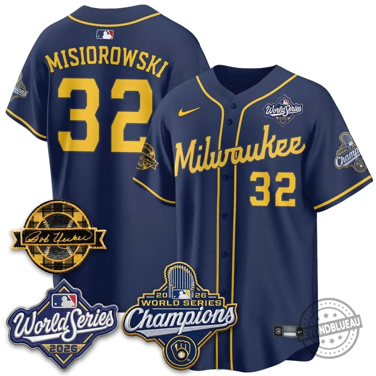 Milwaukee Brewers Bob Uecker 2026 World Series Champions Stitched Baseball Jersey 156 Milwaukee Brewers Bob Uecker 2026 World Series Champions Stitched Baseball Jersey