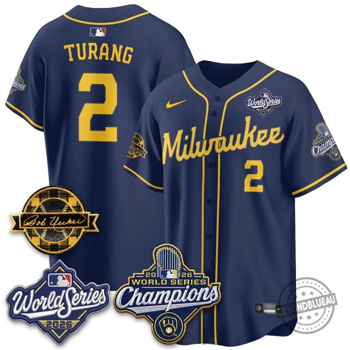 Milwaukee Brewers Bob Uecker 2026 World Series Champions Stitched Baseball Jersey 160 Milwaukee Brewers Bob Uecker 2026 World Series Champions Stitched Baseball Jersey