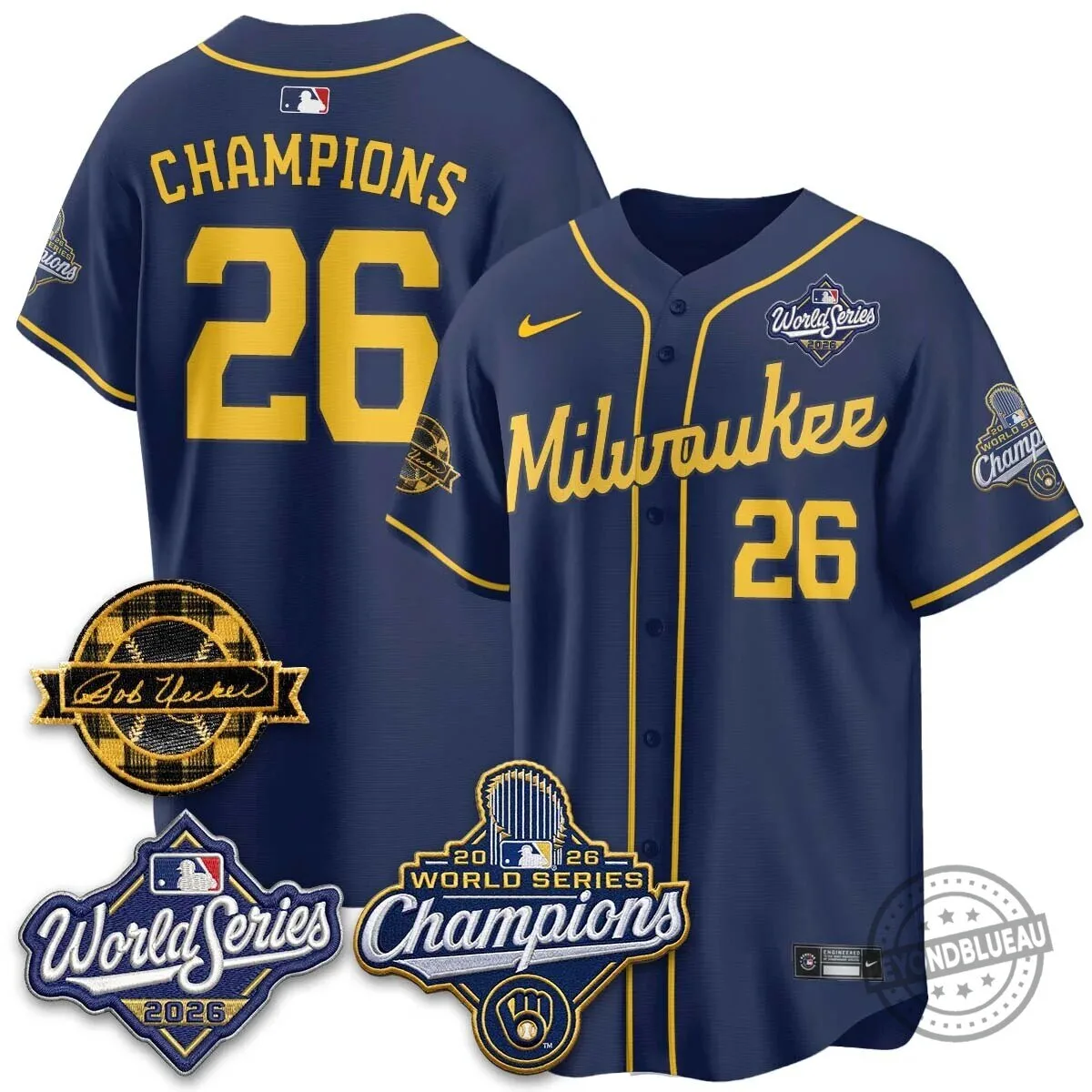 Milwaukee Brewers Bob Uecker 2026 World Series Champions Stitched Baseball Jersey 165 Milwaukee Brewers Bob Uecker 2026 World Series Champions Stitched Baseball Jersey