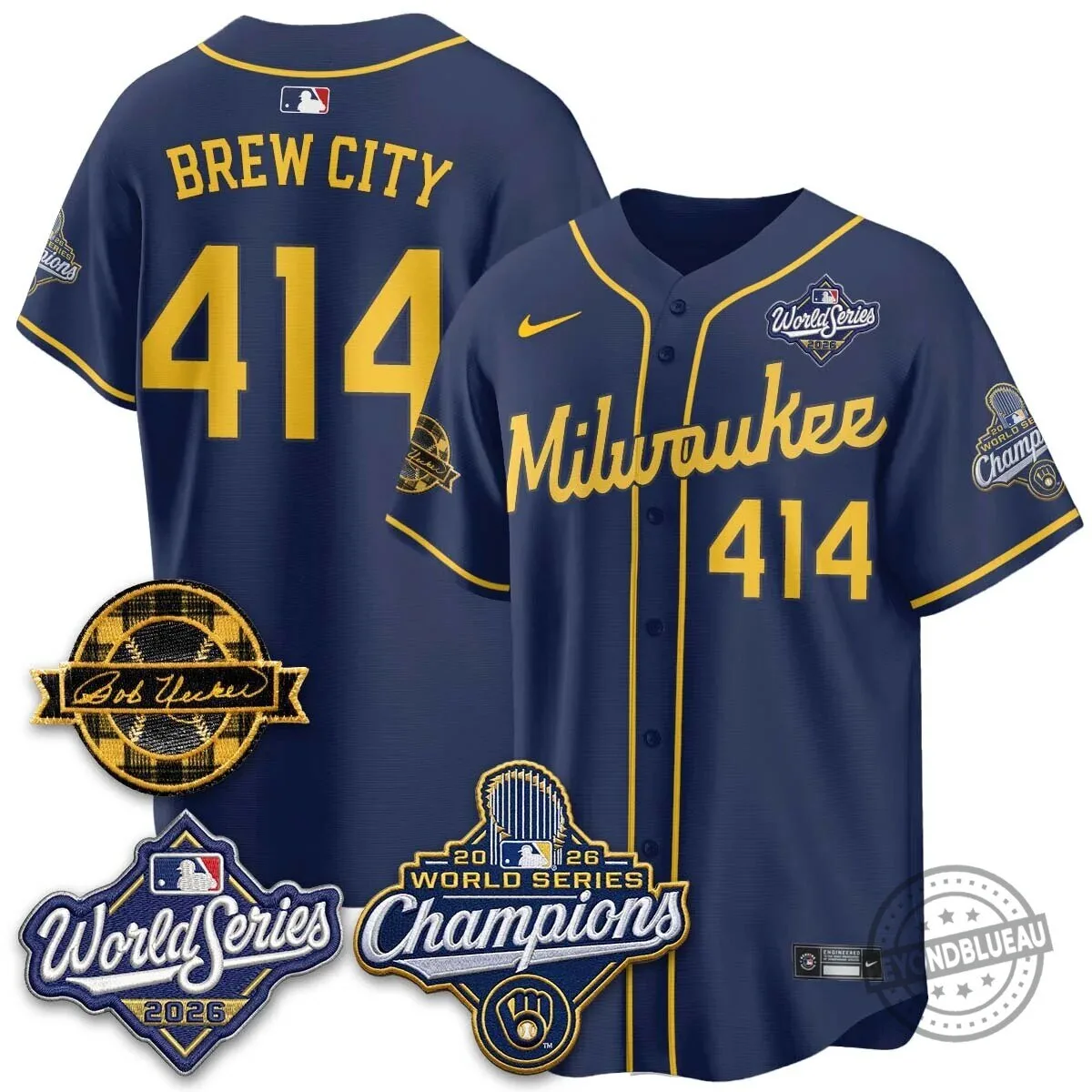Milwaukee Brewers Bob Uecker 2026 World Series Champions Stitched Baseball Jersey 166 Milwaukee Brewers Bob Uecker 2026 World Series Champions Stitched Baseball Jersey