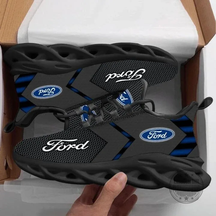 Ford Motor Company Blue Stripe Pattern Athletic Running Shoes