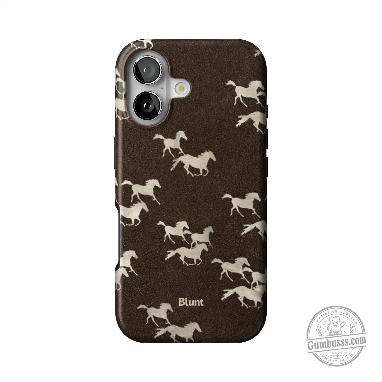 Running Horses Pattern Brown iPhone Case