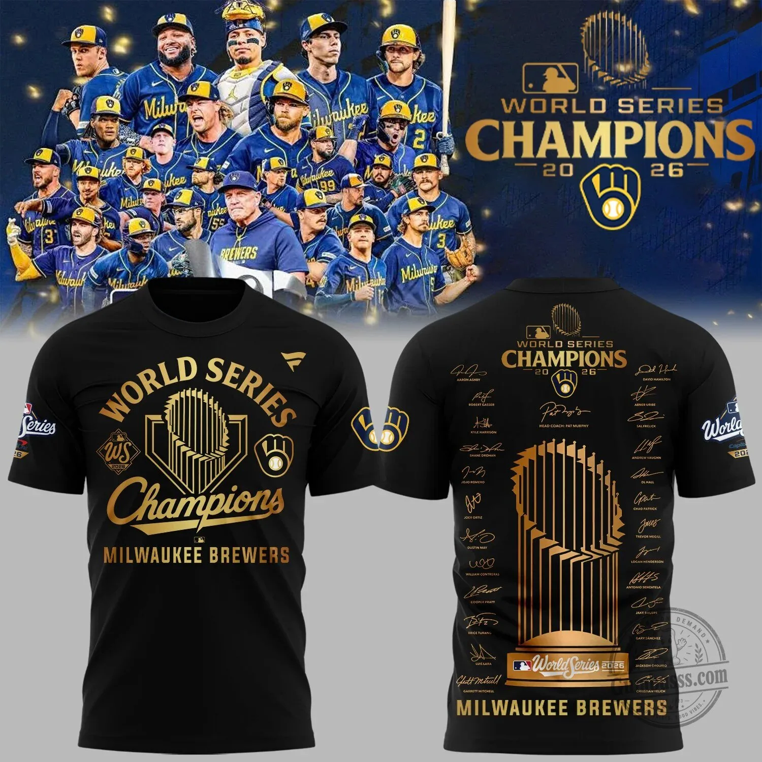2026 World Series Champions Milwaukee Brewers Black Baseball Tee